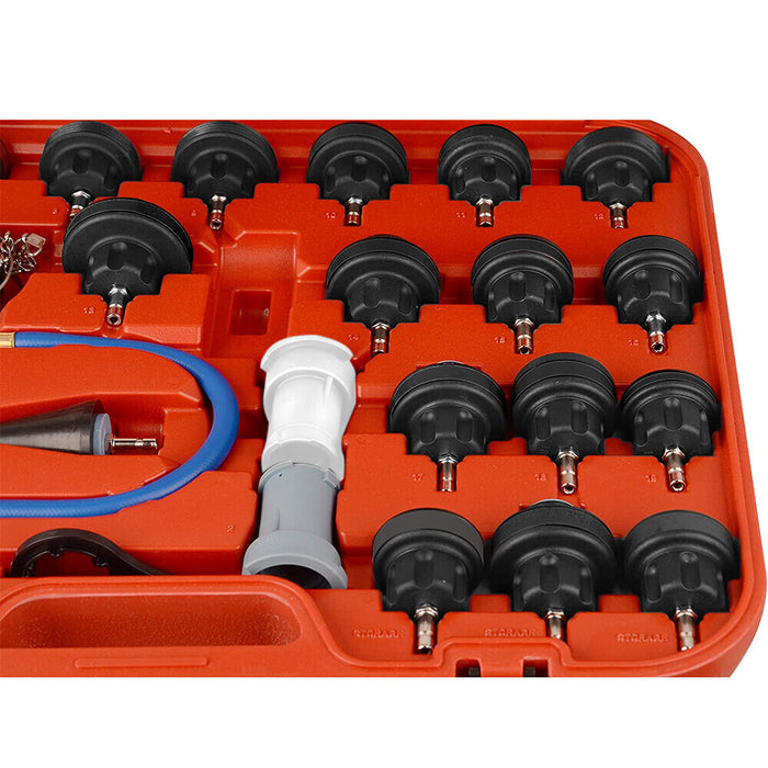 DURAFORCE 28pcs Radiator Pressure Tester Coolant Purge Refill Vacuum Cooling System Kit