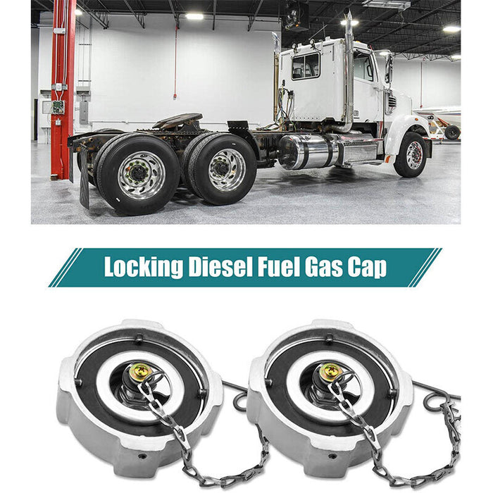 DURAFORCE 2x Aluminum Locking Diesel Fuel Cap Fit For Freightliner 572.1018 03-37017-002
