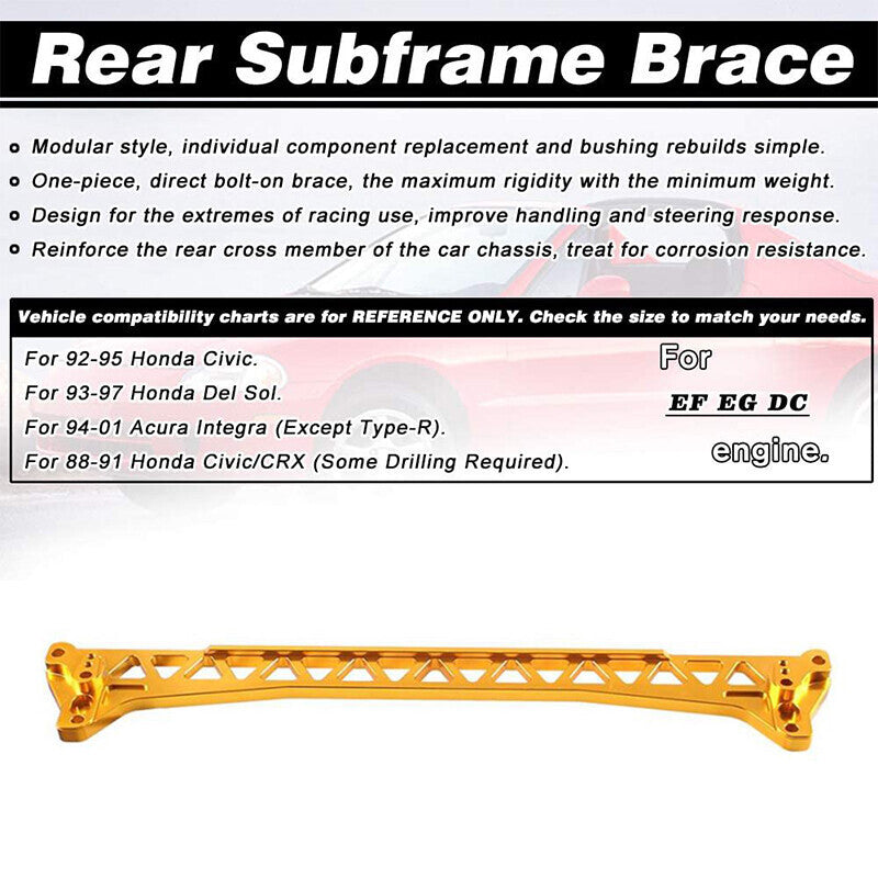 DURAFORCE Rear Lower Control Arm Subframe Brace Tie Bar for 92-95 Honda Civic EG 88-95 GD