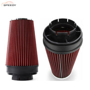 DURAFORCE RED 4" inch Inlet Truck Air Filter Dry Flow Clamp-On Round Cone Air Intake