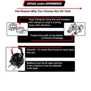 DURAFORCE Engine Oil Catch Can Tank Kit with Hose Kit 300ml Aluminum Polish Black