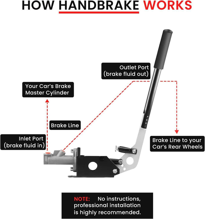 DURAFORCE Hydraulic Handbrake Adjustable E Brake Long Lever Handle Universal Hand Lever