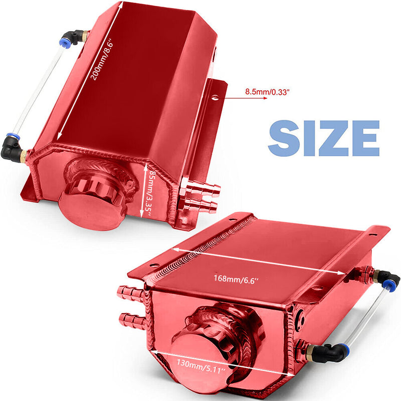 DURAFORCE 2L Red Aluminum Coolant Radiator Overflow Reservoir Expansion Water Tank