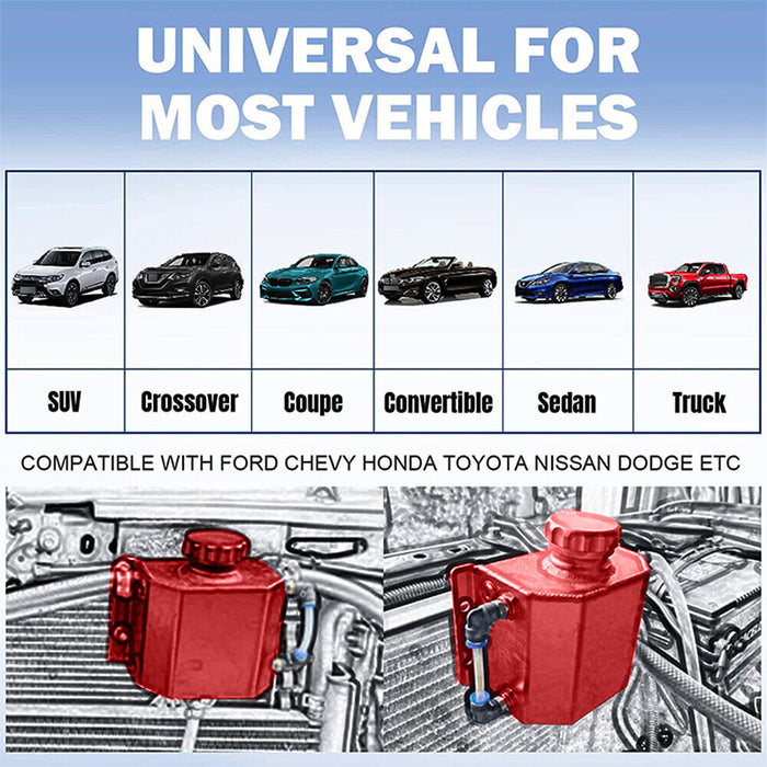 DURAFORCE 2L Red Aluminum Coolant Radiator Overflow Reservoir Expansion Water Tank