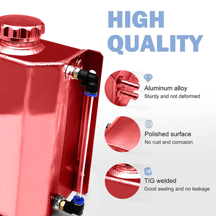 DURAFORCE 2L Red Aluminum Coolant Radiator Overflow Reservoir Expansion Water Tank