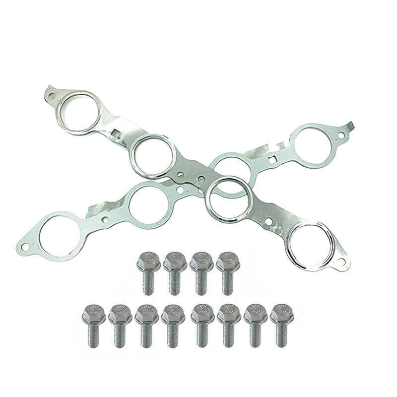 DURAFORCE Exhaust Manifold Header Gasket Pair with Bolts Fit For LS1 4.8 5.3 5.7 6.0 6.2L