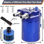 DURAFORCE Universal Oil Catch Can Reservoir Tank Kit Fuel Hose Line Aluminum 300ml Blue