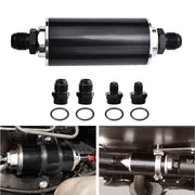 DURAFORCE High Flow Inline Fuel Filter 100 Micron Cleanable AN6 AN8 AN10 Adapter Universal