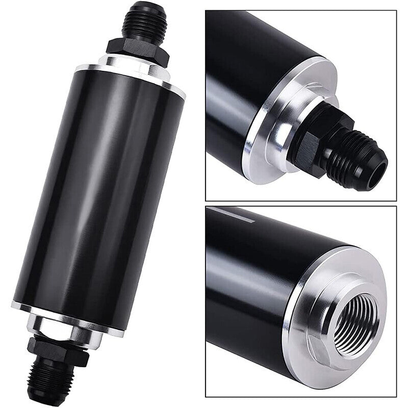 DURAFORCE High Flow Inline Fuel Filter 100 Micron Cleanable AN6 AN8 AN10 Adapter Universal