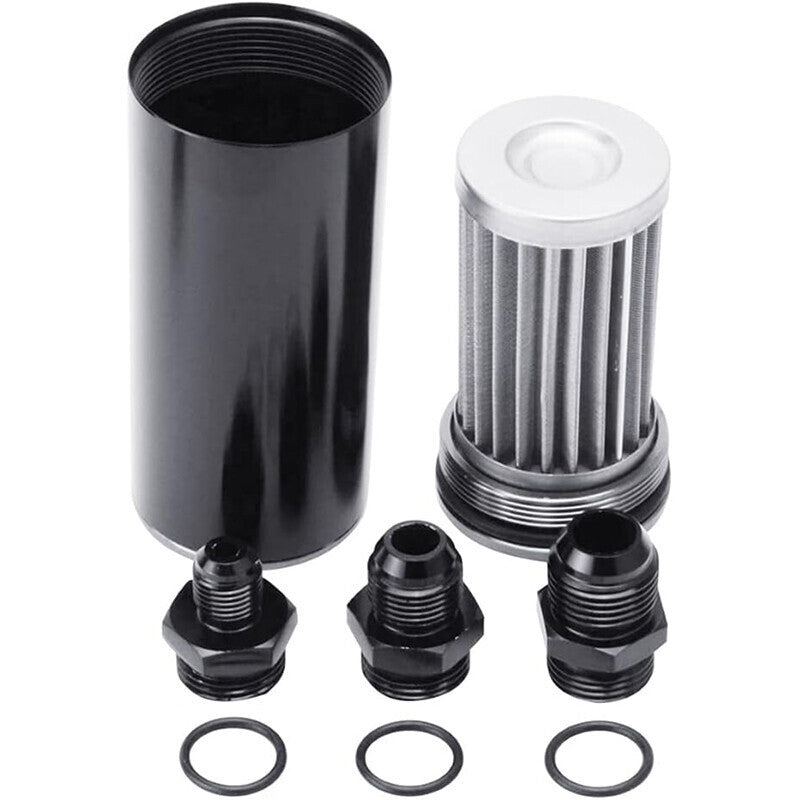 DURAFORCE High Flow Inline Fuel Filter 100 Micron Cleanable AN6 AN8 AN10 Adapter Universal