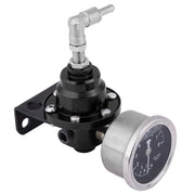 DURAFORCE Aluminum Universal Adjustable Fuel Pressure Regulator + Gauge+ Fitting Kit Black