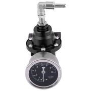 DURAFORCE Aluminum Universal Adjustable Fuel Pressure Regulator + Gauge+ Fitting Kit Black