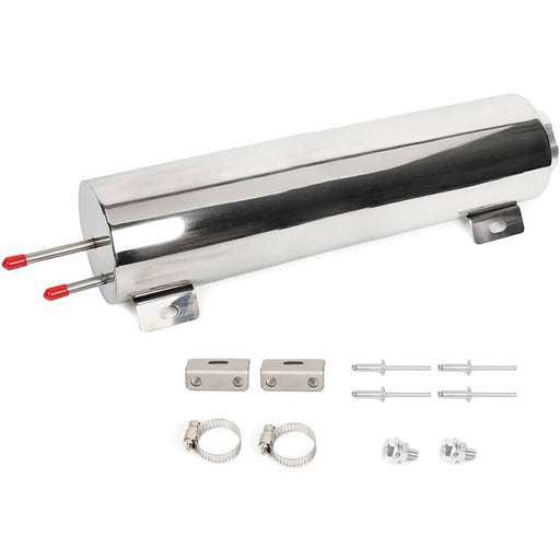 DURAFORCE New Radiator Coolant Overflow Catch Puke Tank 3"x9" 32OZ Silver Stainless Steel