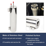 DURAFORCE New Radiator Coolant Overflow Catch Puke Tank 3"x9" 32OZ Silver Stainless Steel