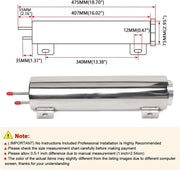 DURAFORCE New Radiator Coolant Overflow Catch Puke Tank 3"x9" 32OZ Silver Stainless Steel