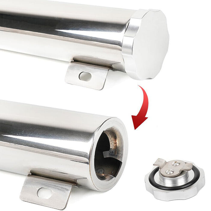 DURAFORCE New Radiator Coolant Overflow Catch Puke Tank 3"x9" 32OZ Silver Stainless Steel