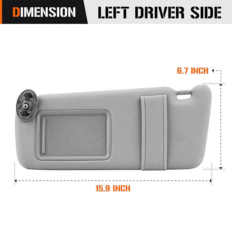 DURAFORCE For Toyota Camry 2007-2011 Left Driver Side Sun Visor Sunshade Without Sunroof