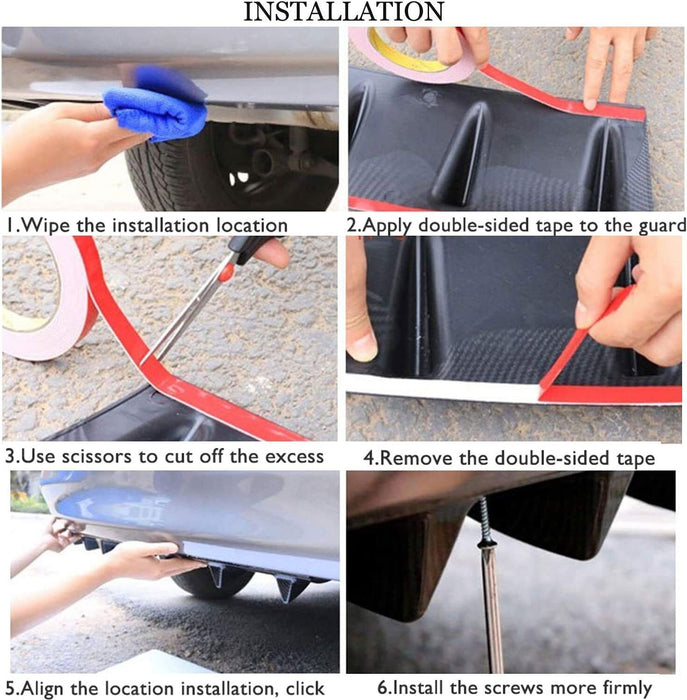 DURAFORCE For Acura TL 2004-2008 Rear Bumper Diffuser 7 Fins Spoiler Lip Splitter Wing