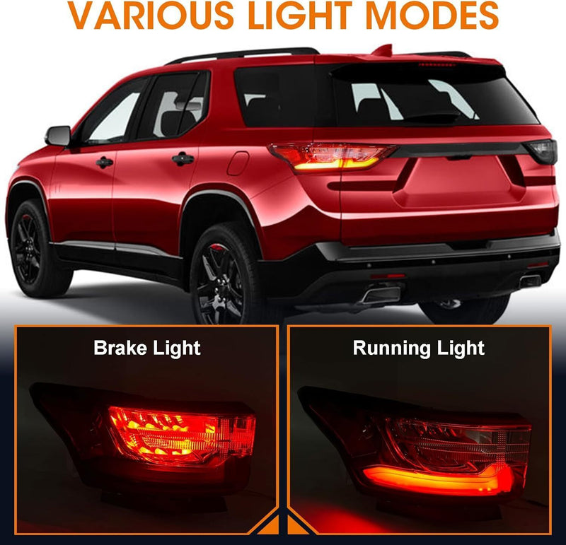 DURAFORCE Left LED Tail Light Lamp for 2018-2021 Chevrolet Traverse Driver Side L 84990362