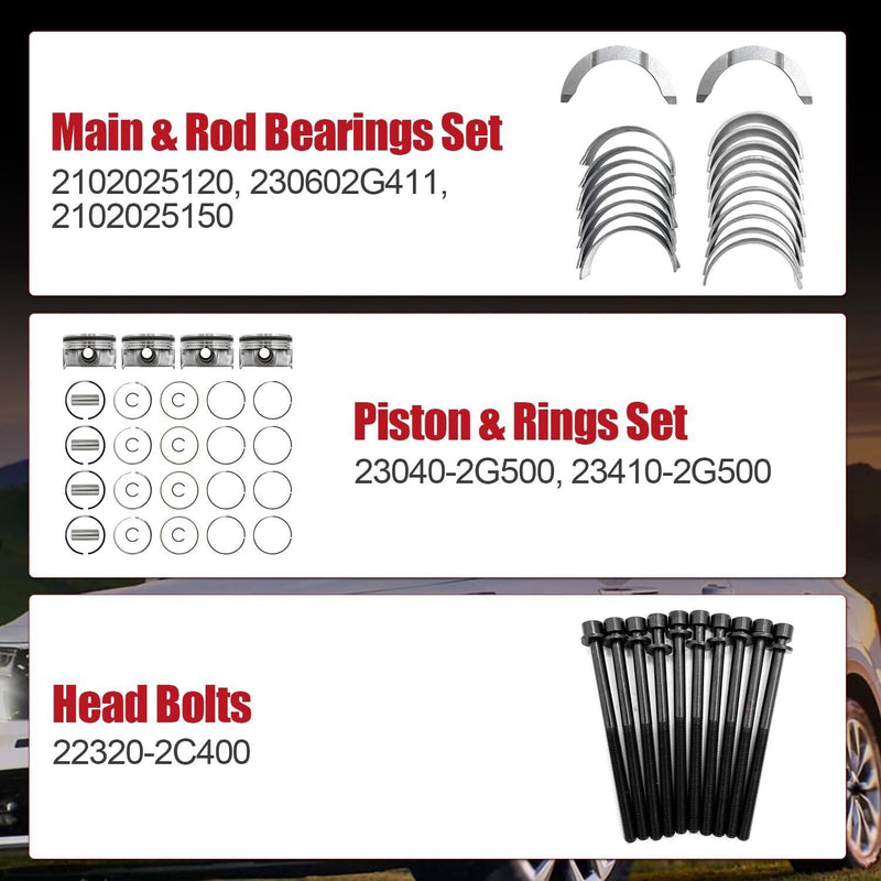 DURAFORCE For Hyundai Kia 2.4L G4KJ Engine Rebuild Overhaul Kit - Crankshaft / Con Rods