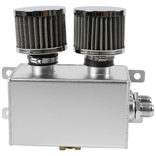 DURAFORCE 2 Port 10AN Dual Breather Filter Baffled Polished Oil Catch Can Reservoir Tank
