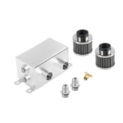 DURAFORCE 2 Port 10AN Dual Breather Filter Baffled Polished Oil Catch Can Reservoir Tank