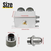 DURAFORCE 2 Port 10AN Dual Breather Filter Baffled Polished Oil Catch Can Reservoir Tank