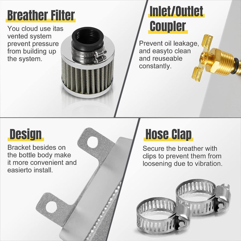 DURAFORCE 2 Port 10AN Dual Breather Filter Baffled Polished Oil Catch Can Reservoir Tank