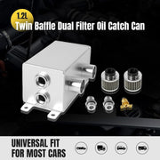 DURAFORCE 2 Port 10AN Dual Breather Filter Baffled Polished Oil Catch Can Reservoir Tank