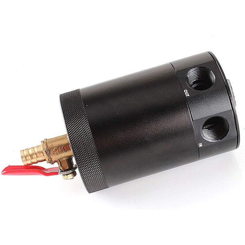 DURAFORCE New 2 Port Reservoir Baffled Tank Oil Catch Can Drain Valve Breather Kits Black