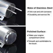 DURAFORCE 3" X 10" Radiator Coolant Overflow Tank Universal Polished Stainless Steel 32 OZ