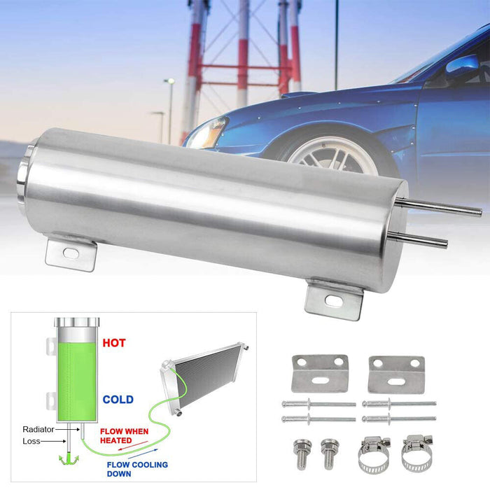 DURAFORCE 3" X 10" Radiator Coolant Overflow Tank Universal Polished Stainless Steel 32 OZ