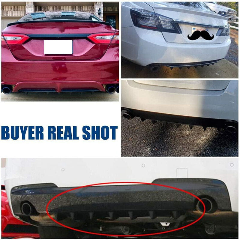 DURAFORCE Universal Black Look Rear Lower Bumper Diffuser Fin Spoiler Lip Wing Splitter