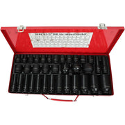 DURAFORCE 1 Pack Deep Impact Socket Set 1/2" Metric Drive 8-32mm SAE Impact Sockets w/Case