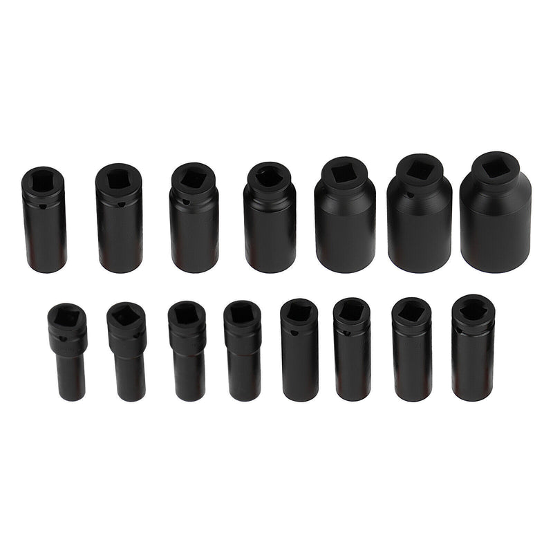 DURAFORCE 1 Pack Deep Impact Socket Set 1/2" Metric Drive 8-32mm SAE Impact Sockets w/Case
