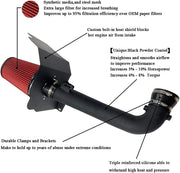 DURAFORCE Cold Air Intake Kit w/ Filter Shield Fit for 2014-2018 Chevy GMC 1500 5.3L 6.2L