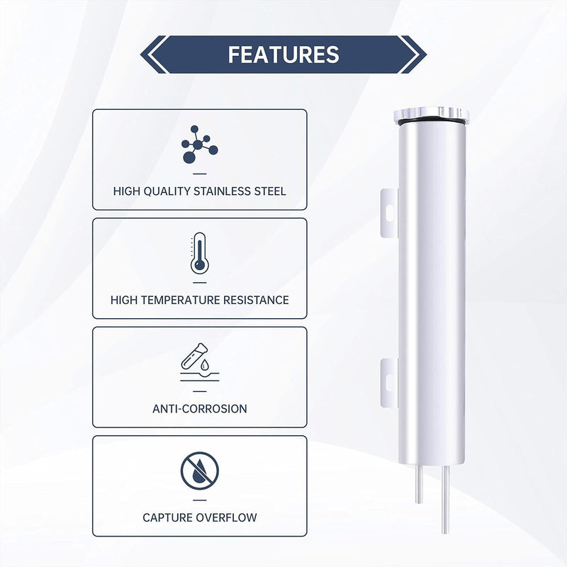 DURAFORCE 2" x 15" POLISHED STAINLESS STEEL 24 OZ RADIATOR DR OVERFLOW TANK BOTTLE NEW