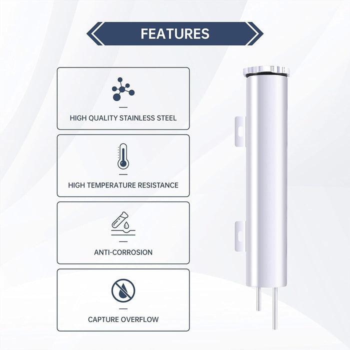 DURAFORCE 2" x 15" POLISHED STAINLESS STEEL 24 OZ RADIATOR DR OVERFLOW TANK BOTTLE NEW