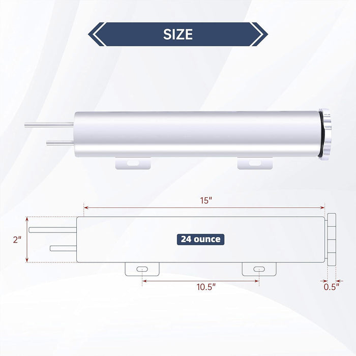 DURAFORCE 2" x 15" POLISHED STAINLESS STEEL 24 OZ RADIATOR DR OVERFLOW TANK BOTTLE NEW