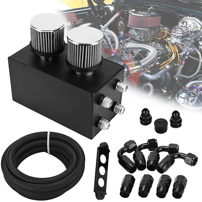 DURAFORCE 4 Port Oil Catch Can Breather with Hose Kit 10AN for Honda Acura Turbo Universal
