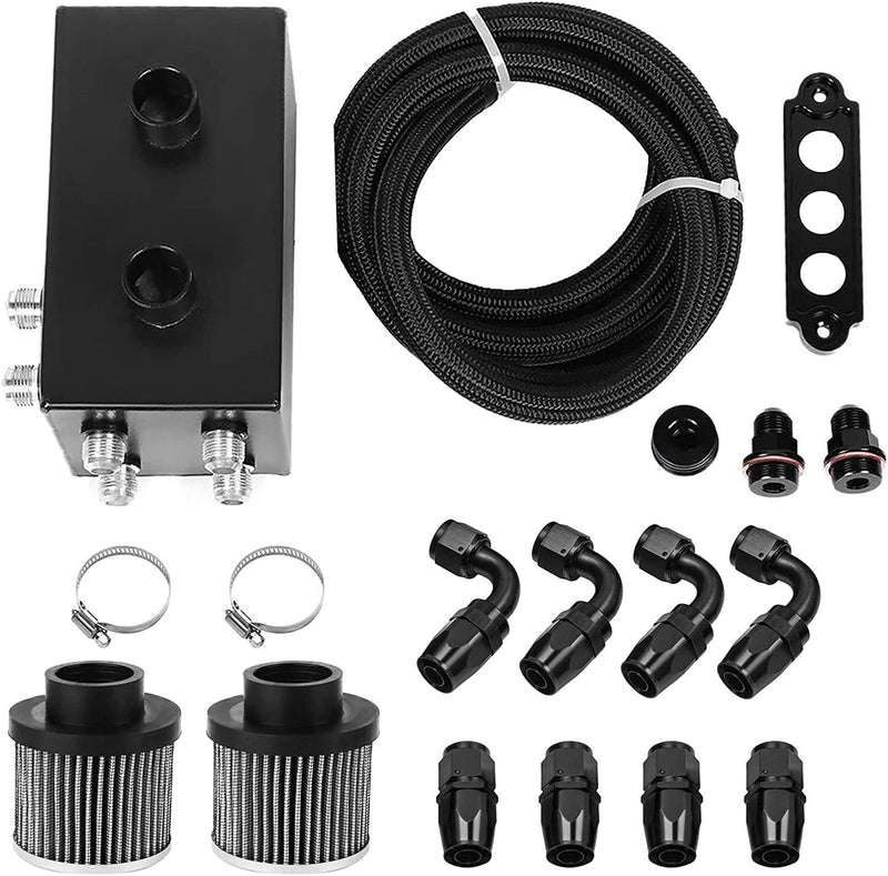 DURAFORCE 4 Port Oil Catch Can Breather with Hose Kit 10AN for Honda Acura Turbo Universal