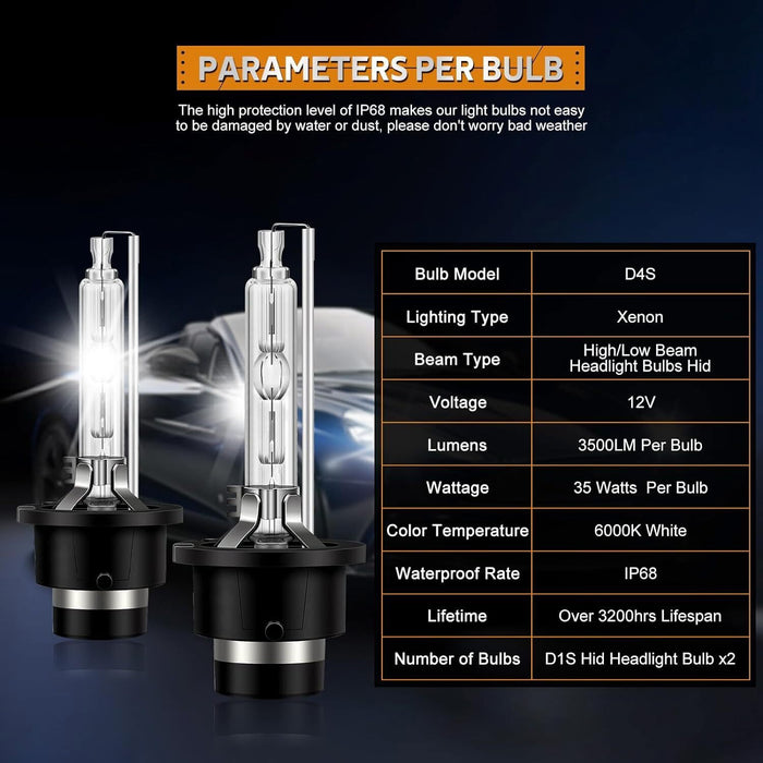 DURAFORCE 2x New D4S Xenon HID Headlight Bulbs 6000K For Lexus Toyota 42402 66440 set