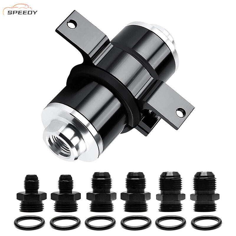 DURAFORCE 100 Micron Inline Fuel Filter w/ 6AN 8AN 10AN Fitting E85 Adapter Fuel Filter