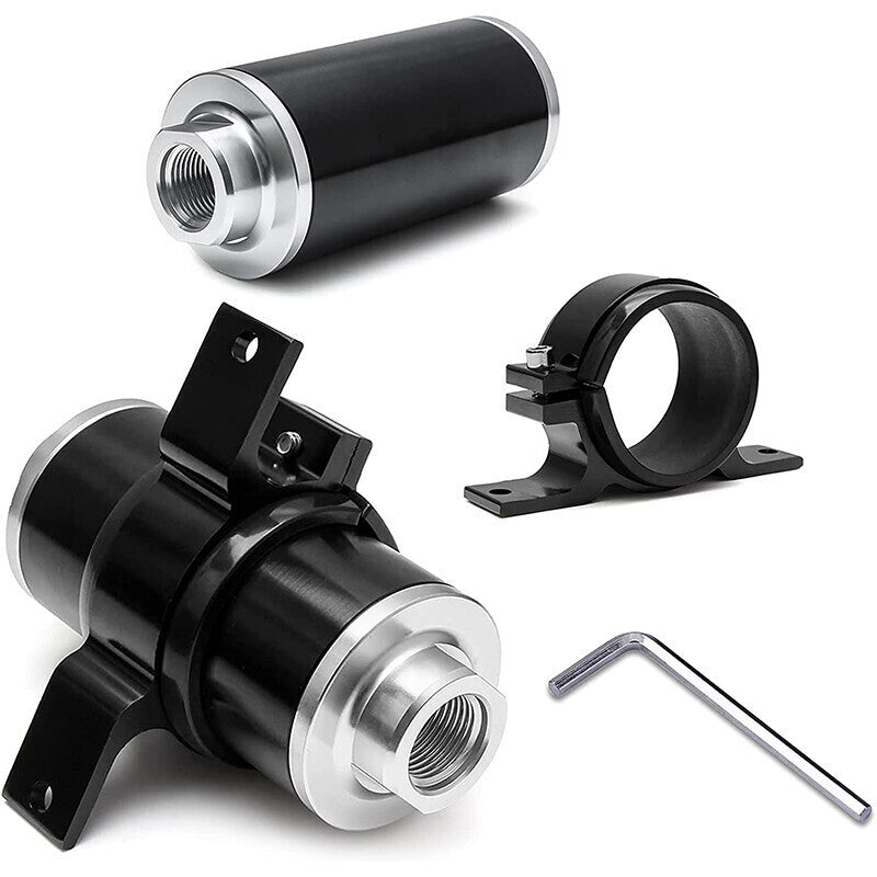 DURAFORCE 100 Micron Inline Fuel Filter w/ 6AN 8AN 10AN Fitting E85 Adapter Fuel Filter
