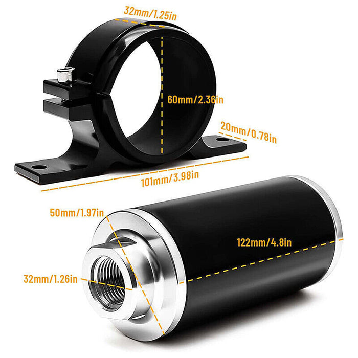 DURAFORCE 100 Micron Inline Fuel Filter w/ 6AN 8AN 10AN Fitting E85 Adapter Fuel Filter