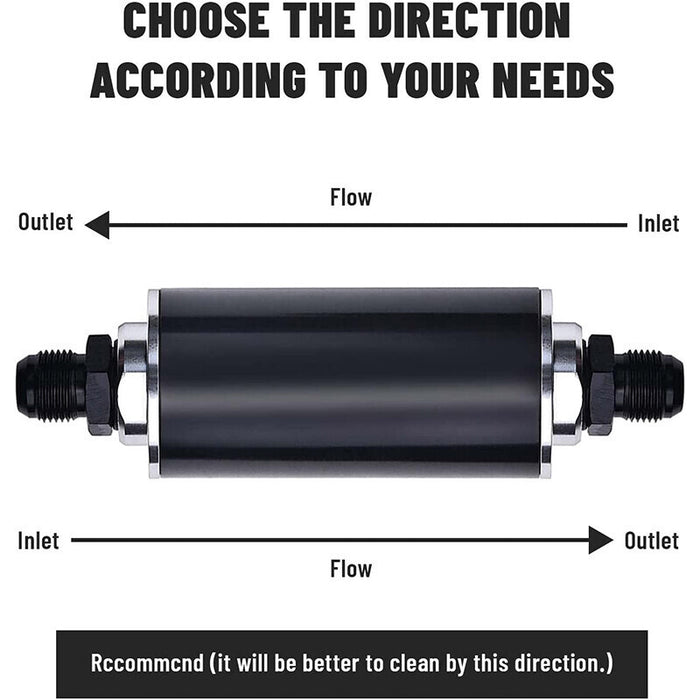 DURAFORCE 100 Micron Inline Fuel Filter w/ 6AN 8AN 10AN Fitting E85 Adapter Fuel Filter