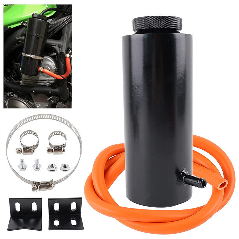 DURAFORCE Auto Universal Radiator Coolant Catch Tank Overflow Reservoir Black Aluminum NEW