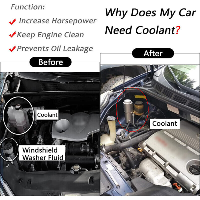 DURAFORCE Auto Universal Radiator Coolant Catch Tank Overflow Reservoir Black Aluminum NEW