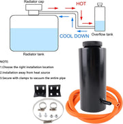 DURAFORCE Auto Universal Radiator Coolant Catch Tank Overflow Reservoir Black Aluminum NEW