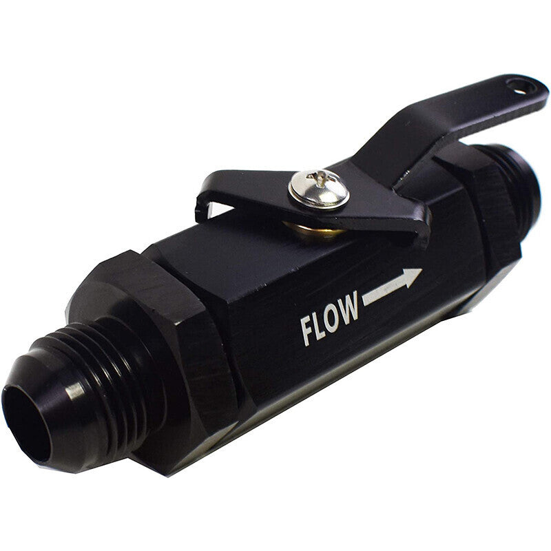 DURAFORCE AN10 10AN Male Aluminum Inline Fuel Shut Off Valve w/ Cable Lever Black